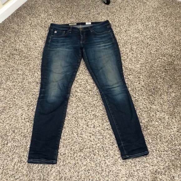 AG Adriano Goldschmied The Stilt Cigarette Jeans Size 29 Dark Blue Low Rise - Picture 2 of 9